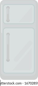White fridge, illustration, vector on white background.