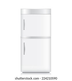 White fridge isolated on white