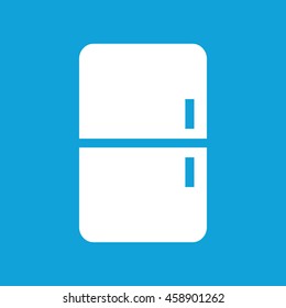 White fridge vector icon. Blue background