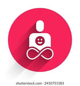 White Friends forever icon isolated with long shadow. Everlasting friendship concept. Red circle button. Vector