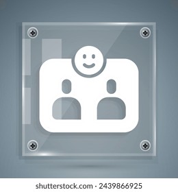 White Friends forever icon isolated on grey background. Everlasting friendship concept. Square glass panels. Vector