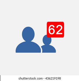 White  friends people  Follower isolated counter notification  Vector Logo, JPG, JPEG, EPS. Icon Button.Flat Social Media Sign