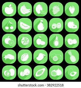 White fruit icons on green background