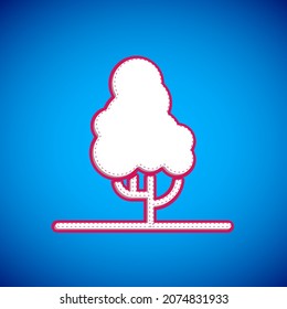 White Fruit tree icon isolated on blue background. Agricultural plant. Organic farm product. Fruit garden. Gardening theme.  Vector