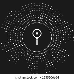 White Frying pan icon isolated on grey background. Fry or roast food symbol. Abstract circle random dots. Vector Illustration