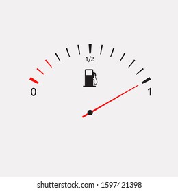 White Fuel gauge isolated in white background. Fuel indicators gas meter. Gauge vector tank full icon. Car dial petrol gasoline dashboard. Fuel tank. Vector illustration. EPS 10