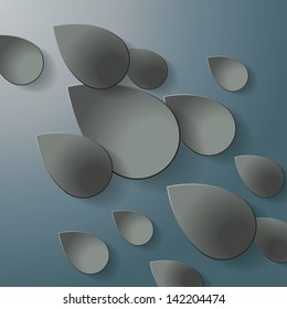 White full dropson the grey background. Eps 10 vector file.