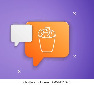 Branco Full lixeira ícone isolado no fundo roxo. Sinal de lixeira. Ícone da cesta de reciclagem. Ícone de lixo do Office. Símbolo laranja de balão de fala. Vetor