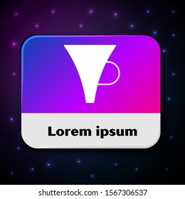 White Funnel or filter icon isolated on black background. Rectangle color button. Vector Illustration