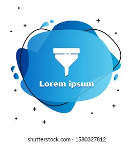 White Funnel or filter icon isolated on white background. Abstract banner with liquid shapes. Vector Illustration