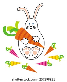 White funny bunny with carrot 