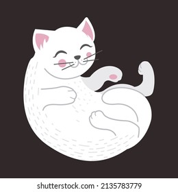 White Funny cat in cartoon style vector illustration