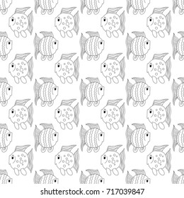 White funny fish seamless pattern