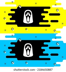 White Funny and scary ghost mask for Halloween icon isolated on black background. Happy Halloween party.  Vector