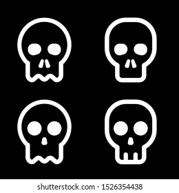 white funny skull icons on black background