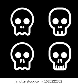 white funny skull icons on black background