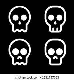 white funny skull icons on black background