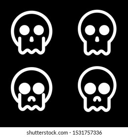 white funny skull icons on black background