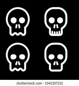 white funny skull icons on black background