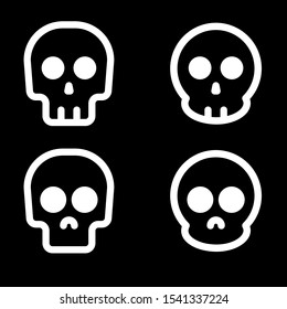 white funny skull icons on black background