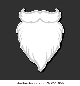 White furry vector Santa Claus beard isolated.
