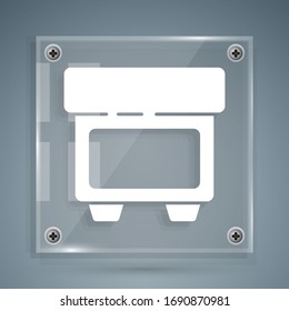 White Fuse of electrical protection component icon isolated on grey background. Melting breaking protective fuse. Square glass panels. Vector Illustration