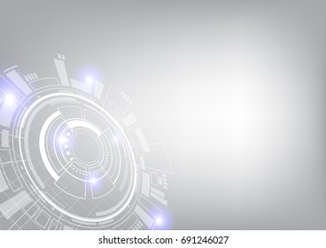 White futuristic circle on light gray background
