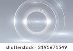 White futuristic circle round vector background. Gray glowing shiny ring light design.