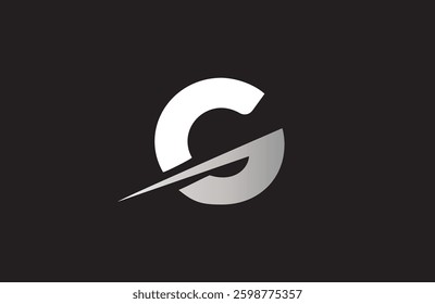 white G cut letter alphabet logo icon design with grey gradient for business or company