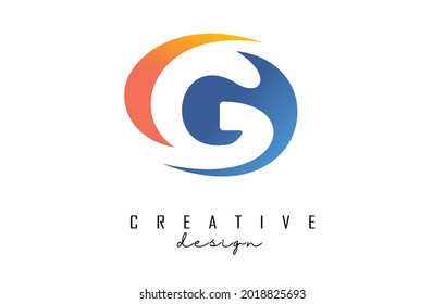 Concepto de logotipo de diseño de letras en blanco G con ilustración vectorial de círculos de bloques de color. Logo geométrico con letra G y círculos.
