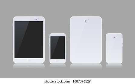 White Gadget with Blank Touch Screen . Isolated Elements on Background