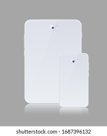 White Gadget with Blank Touch Screen . Isolated Elements on Background