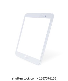 White Gadget with Blank Touch Screen . Isolated Elements on Background