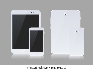White Gadget with Blank Touch Screen . Isolated Elements on Background