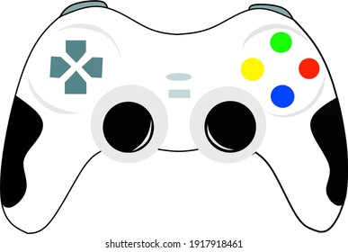 white game console joystick vector design