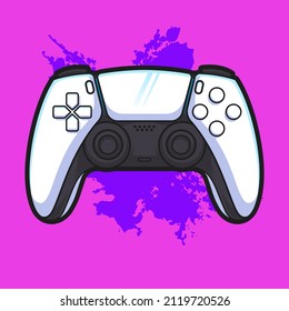 
White Game Controller Art illustration on Isolated Backgound