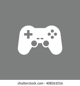 White Game Controller Icon Vector Illustration. Gray Background