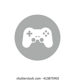 White game controller icon vector illustration. Gray circle. Gray button