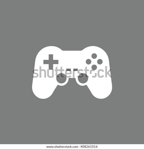 白いゲームコントローラーのアイコンベクター画像イラスト グレイの背景 のベクター画像素材 ロイヤリティフリー