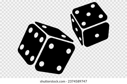 White game dice. Gambling with bets and throwing successful number casino won with cash prizes and possibility of large vector jackpot.