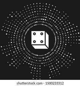White Game dice icon isolated on grey background. Casino gambling. Abstract circle random dots. Vector Illustration