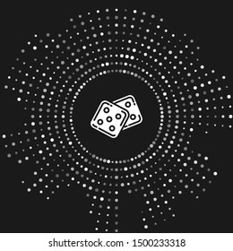 White Game dice icon isolated on grey background. Casino gambling. Abstract circle random dots. Vector Illustration