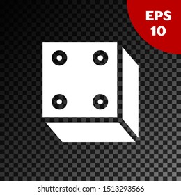 White Game dice icon isolated on transparent dark background. Casino gambling.  Vector Illustration
