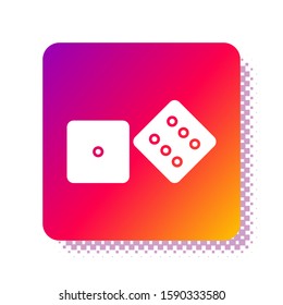 White Game dice icon isolated on white background. Casino gambling. Square color button. Vector Illustration