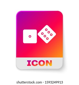 White Game dice icon isolated on white background. Casino gambling. Rectangle color button. Vector Illustration