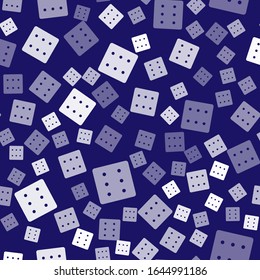 White Game dice icon isolated seamless pattern on blue background. Casino gambling.  Vector Illustration