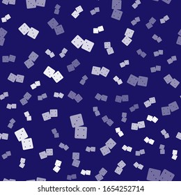 White Game dice icon isolated seamless pattern on blue background. Casino gambling.  Vector Illustration