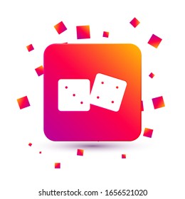 White Game dice icon isolated on white background. Casino gambling. Square color button. Vector Illustration