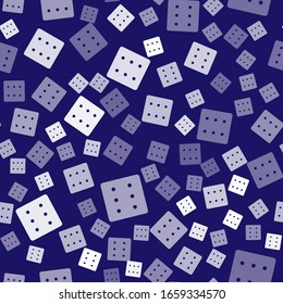 White Game dice icon isolated seamless pattern on blue background. Casino gambling.  Vector Illustration