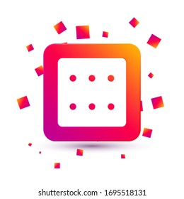 White Game dice icon isolated on white background. Casino gambling. Square color button. Vector Illustration